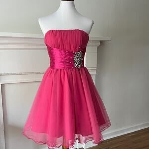 Formal Strapless Mini Dress Small Cocktail Dress Retro 50s Holiday Party Pink